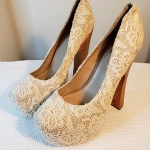 Dolce Vita White Lace Platform Pumps Size 10